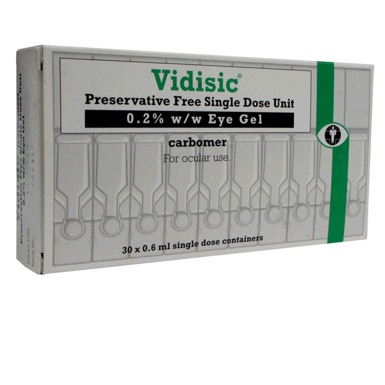 Gel lubrifiant oculaire Vidisic UDV 30 x 0,6 ml - Lubrifiant oculaire stérile