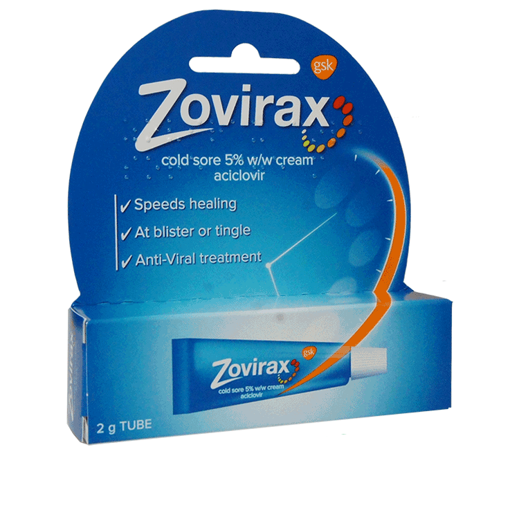 Zovirax 5% Aciclovir Cold Sore Cream 2g tube